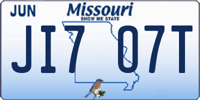 MO license plate JI7O7T