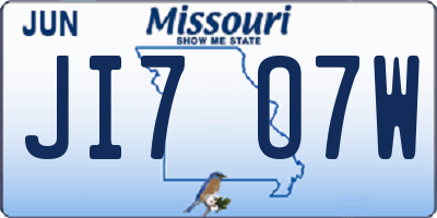 MO license plate JI7O7W