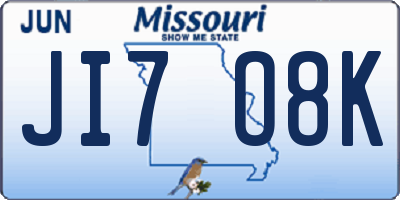 MO license plate JI7O8K