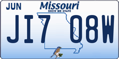 MO license plate JI7O8W