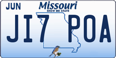 MO license plate JI7P0A