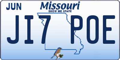 MO license plate JI7P0E
