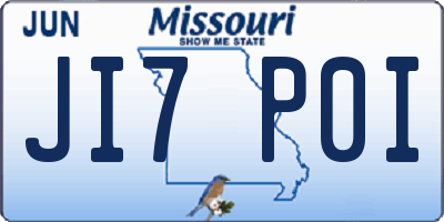 MO license plate JI7P0I
