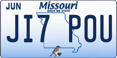 MO license plate JI7P0U
