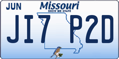 MO license plate JI7P2D