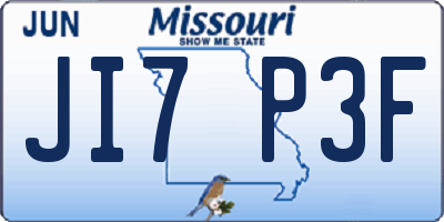 MO license plate JI7P3F