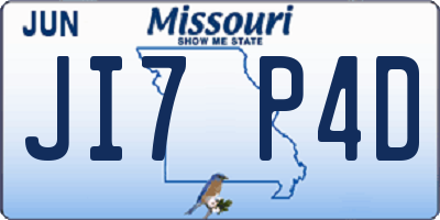MO license plate JI7P4D
