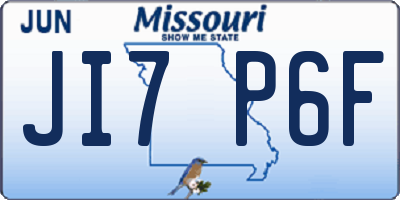 MO license plate JI7P6F