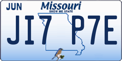 MO license plate JI7P7E