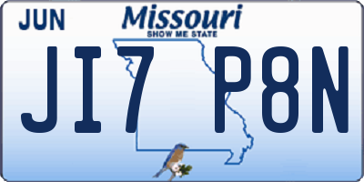 MO license plate JI7P8N