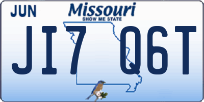 MO license plate JI7Q6T