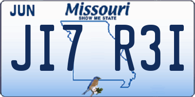 MO license plate JI7R3I