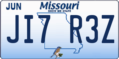 MO license plate JI7R3Z