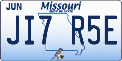 MO license plate JI7R5E