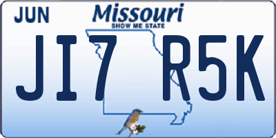 MO license plate JI7R5K
