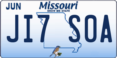 MO license plate JI7S0A
