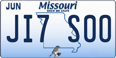 MO license plate JI7S0O