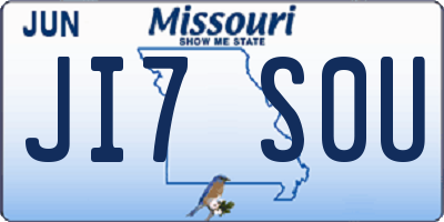 MO license plate JI7S0U