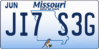 MO license plate JI7S3G
