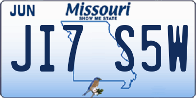 MO license plate JI7S5W
