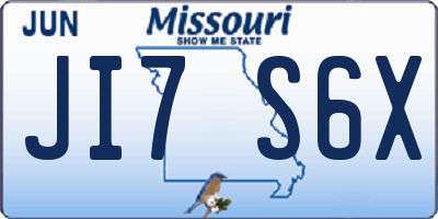 MO license plate JI7S6X