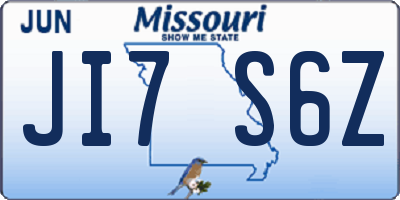 MO license plate JI7S6Z