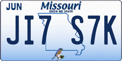 MO license plate JI7S7K
