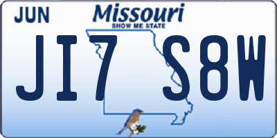 MO license plate JI7S8W