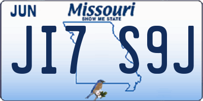 MO license plate JI7S9J