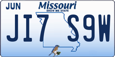 MO license plate JI7S9W