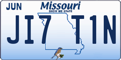 MO license plate JI7T1N