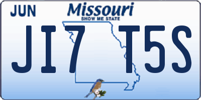 MO license plate JI7T5S