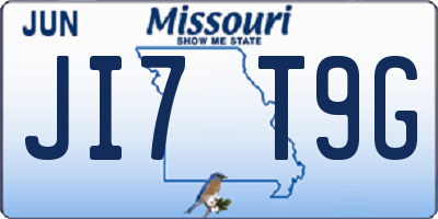 MO license plate JI7T9G