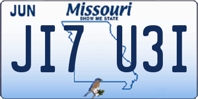 MO license plate JI7U3I