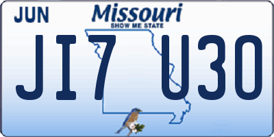 MO license plate JI7U3O