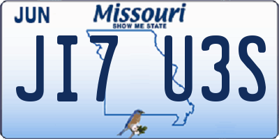 MO license plate JI7U3S