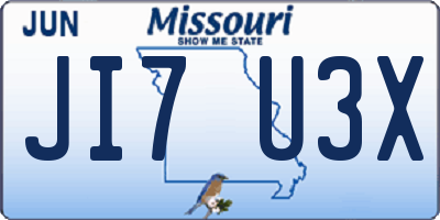 MO license plate JI7U3X