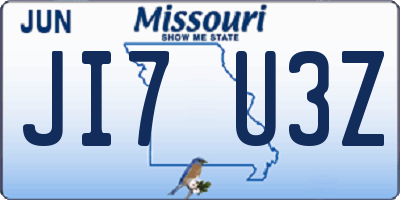 MO license plate JI7U3Z