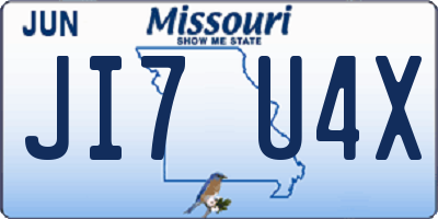 MO license plate JI7U4X