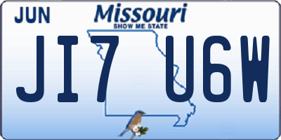 MO license plate JI7U6W