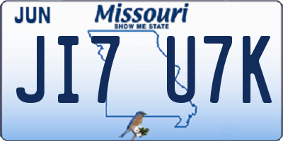 MO license plate JI7U7K
