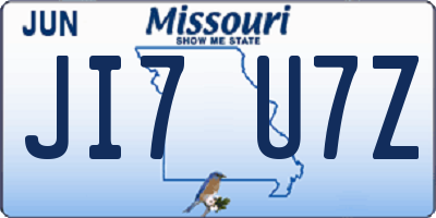 MO license plate JI7U7Z