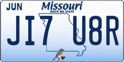 MO license plate JI7U8R
