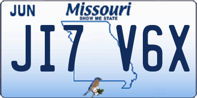 MO license plate JI7V6X