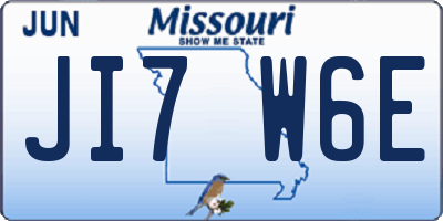 MO license plate JI7W6E