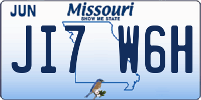 MO license plate JI7W6H