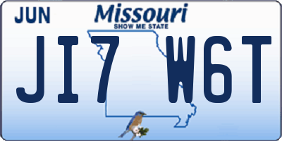 MO license plate JI7W6T
