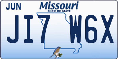 MO license plate JI7W6X