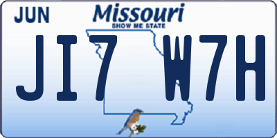 MO license plate JI7W7H