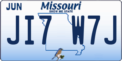 MO license plate JI7W7J
